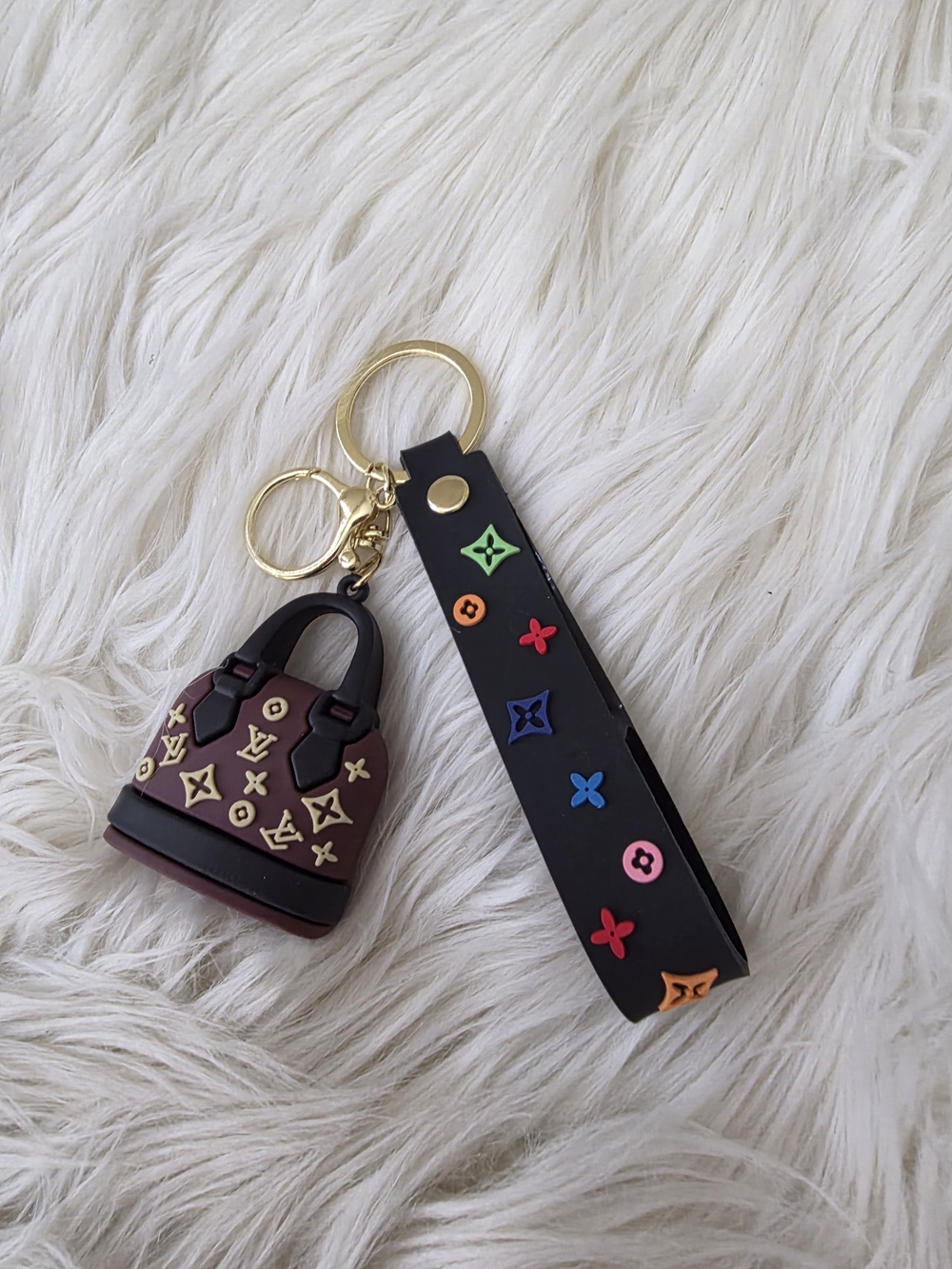 Keychain Bagcharm With Strap And Gold Hardwear